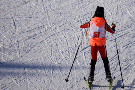 little athletes during the Nordic ski marathon inの写真素材