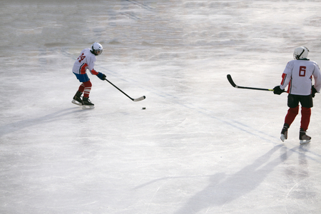 ice hockey player on the iceの写真素材