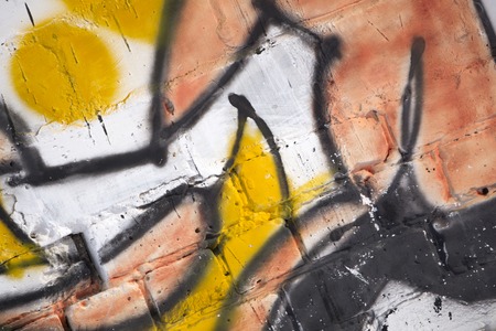 Fish in the sea. Street art graffiti. Closeup painted wall of the cityの写真素材