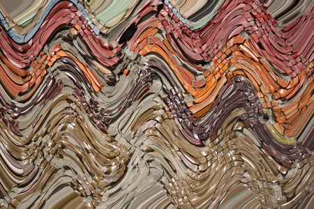 Multicolored quilling paper curved stripes forming a bright backgroundの写真素材