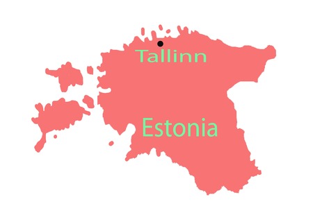 Tallinn pinned on a map of europe international planetの写真素材