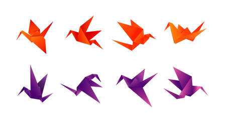paper birds in different anglesのイラスト素材