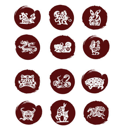 Animals of Chinese Calendarのイラスト素材