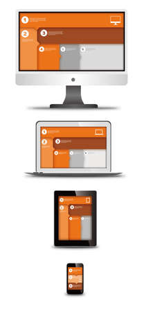responsive web design on different devicesのイラスト素材