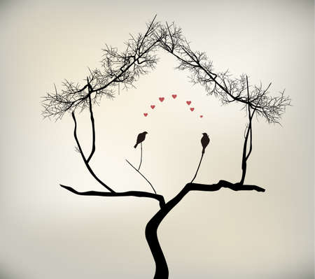 birds and treeのイラスト素材
