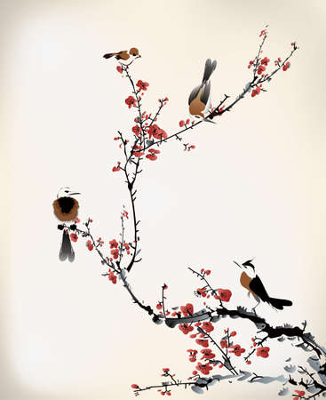bird paintingのイラスト素材