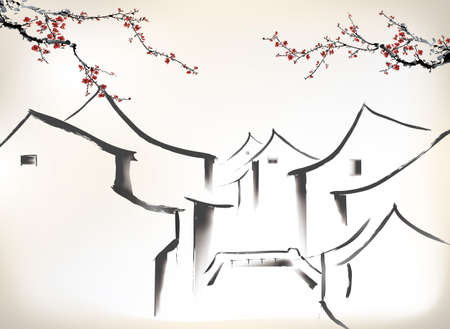 chinese paintingのイラスト素材