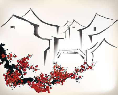 chinese paintingのイラスト素材