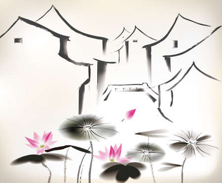 chinese paintingのイラスト素材