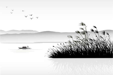 reeds paintingのイラスト素材