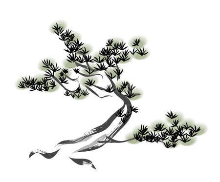 Ink painting pine treeのイラスト素材