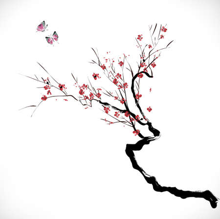 ink style blossomのイラスト素材