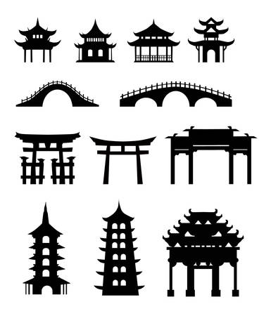 Chinese traditional buildingsのイラスト素材