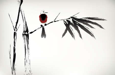 ink painted bambooのイラスト素材