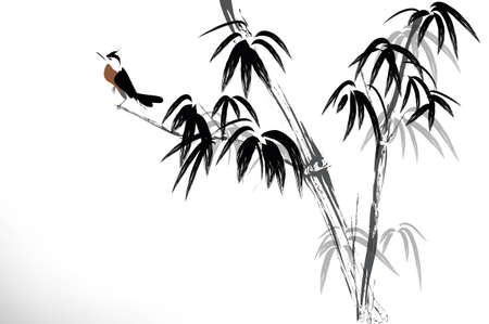 ink painted bambooのイラスト素材