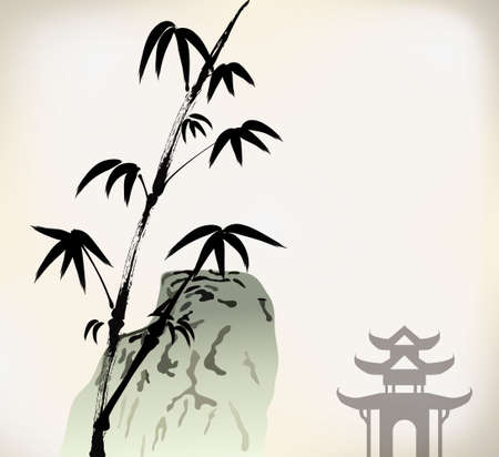 ink painted bambooのイラスト素材