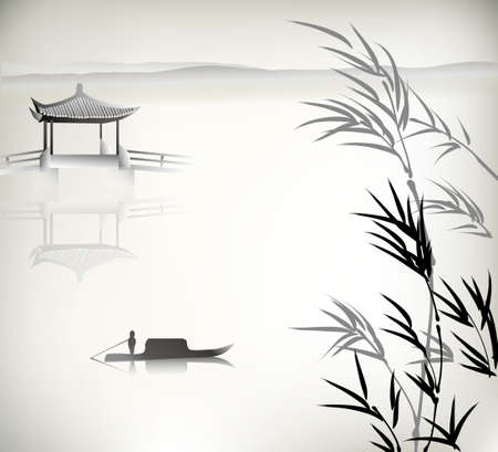 Chinese landscape paintingのイラスト素材