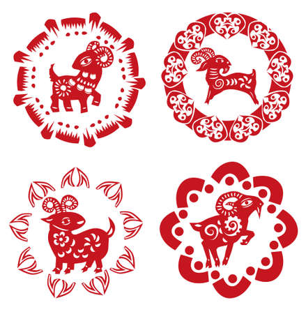 sheep paper cutのイラスト素材