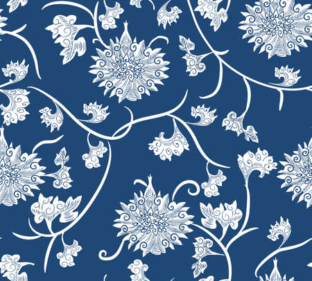 seamless repeat hand made china patternのイラスト素材