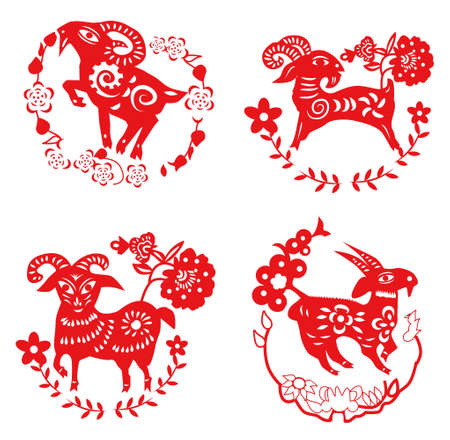 sheep paper cutのイラスト素材