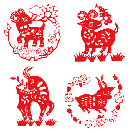 sheep paper cutのイラスト素材