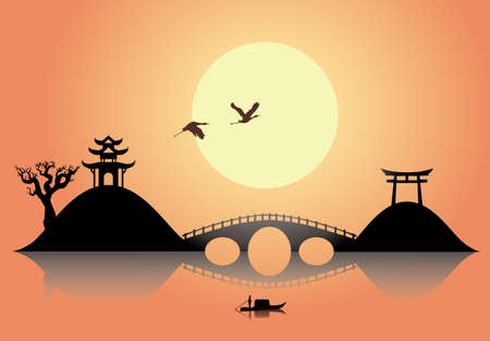 China sunsetのイラスト素材