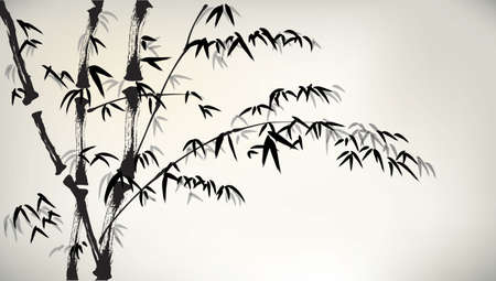 ink painted bambooのイラスト素材