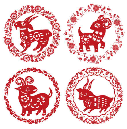 sheep paper cutのイラスト素材