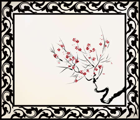 Chinese window frameのイラスト素材