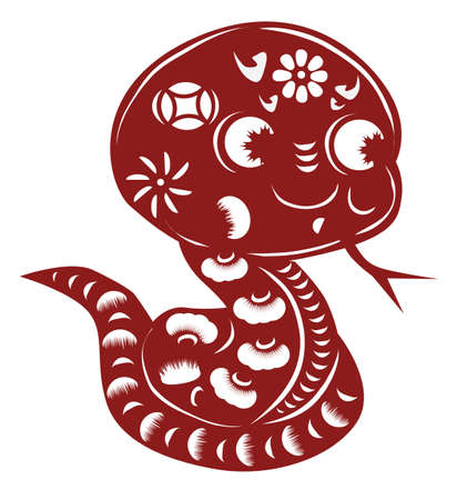 Chinese cartoon snake paper cutのイラスト素材