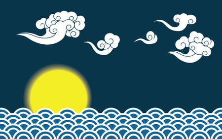 oriental sea designのイラスト素材