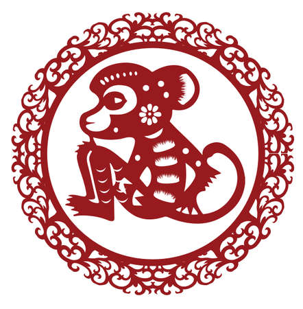 paper cut monkeyのイラスト素材