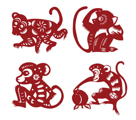 paper cut monkeyのイラスト素材