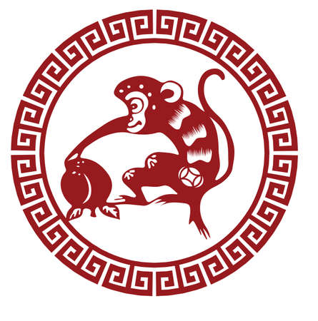 paper cut monkeyのイラスト素材