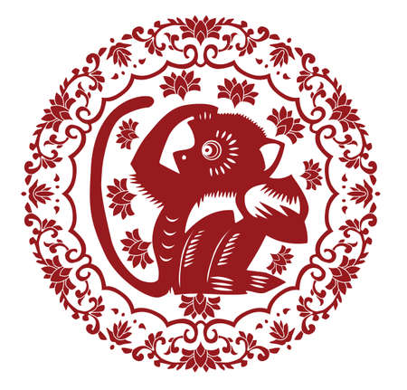 paper cut monkeyのイラスト素材