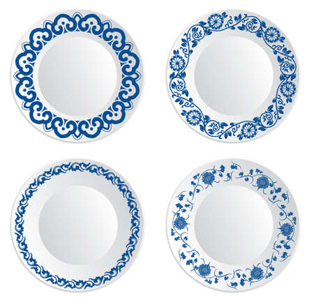 Chinese porcelain plateのイラスト素材