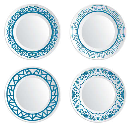 Chinese porcelain plateのイラスト素材