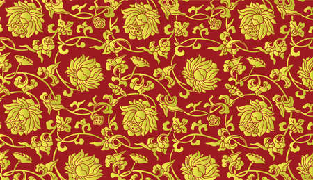 Golden Chinese floral patternのイラスト素材