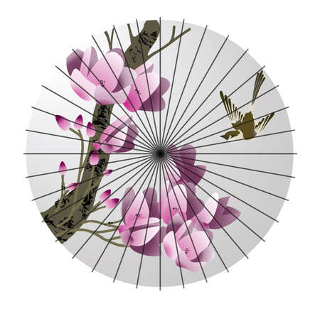 painted japanese paper umbrellaのイラスト素材