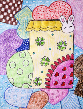 kid's drawing - socks houseの写真素材