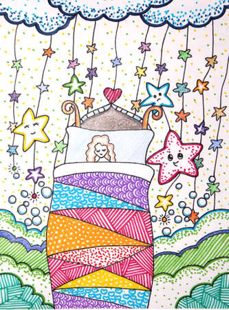 kids drawing -  star spaceの写真素材