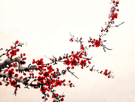 cherry paintingの写真素材