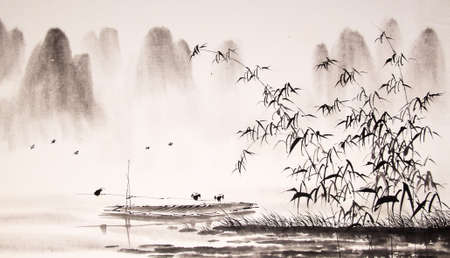 Chinese landscape ink paintingの写真素材