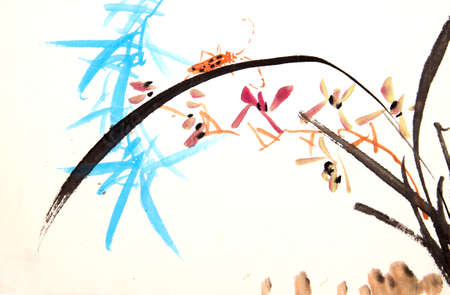 ink orchid drawingの写真素材