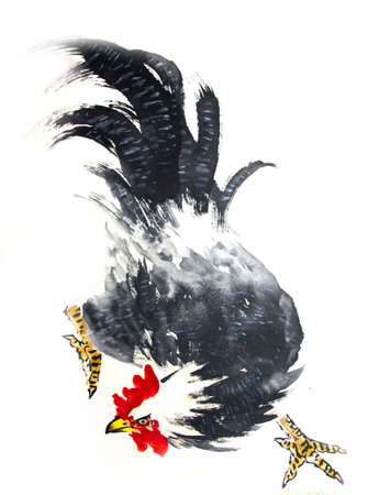 Chinese traditional painting of chickenの写真素材