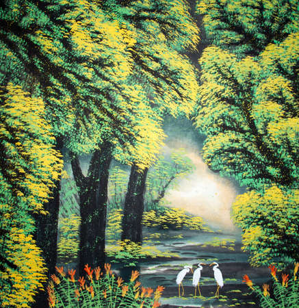 Chinese traditional painting of cranesの写真素材