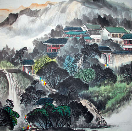 Chinese traditional painting of landscapeの写真素材