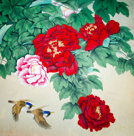 Chinese traditional painting of birdsの写真素材