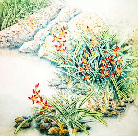 Chinese traditional painting of flowersの写真素材