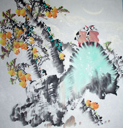 Chinese traditional painting of birdsの写真素材
